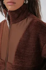 5194 Women's Plush Coat Jacket - Brown