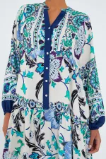 Robe hijab en viscose bleu marine et verte pour femme 2423