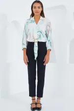 Chemise courte fluide oversize en satin pour femme 906 - Menthe