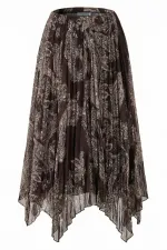 Jupe asymétrique en tulle et mousseline pour femme 8061 - Marron