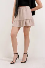 1884 Örme Mini Etek - Bej
