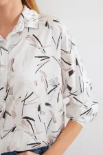 3985 Oversize Saten Gömlek - Siyah - Beyaz 1