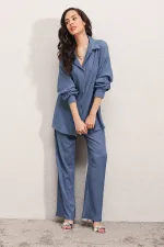 5858 Costume deux pièces en tricot - Indigo