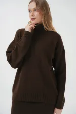 15892 Sweater Skirt and Knitwear Two-Piece Set - Brown