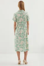 2455 Desenli Gömlek Elbise - Çağla