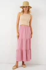 Kadın Ayrobin Uzun Etek 8048 - Pudra