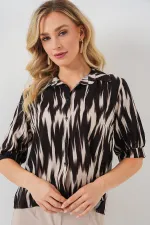 T-shirt court à manches courtes à motifs pour femme 20337 - Noir