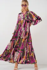 Robe hijab à motifs authentiques 2423 - H. Kaki