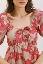 Robe évasée en popeline 2351 - Fuchsia clair