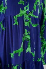 Robe hijab à motifs authentiques 2423 - Violet-vert