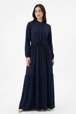 Robe hijab à col mandarin 2144 - Bleu marine foncé