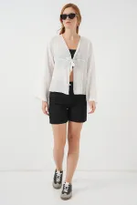 Women's Lace-Up Blouse 952 - White Women's Lace-Up Blouse 952 - White