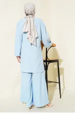 Women's Blue Tunic and Pants Set (Top and Bottom) 6663