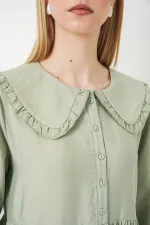 Kadın Bebe Yaka Uzun Tesettür Elbise 2592 - E.Yeşil