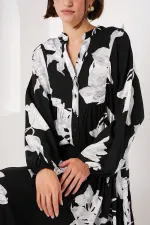 2423 Authentic Patterned Hijab Dress - J. Black