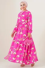 Robe hijab à col juge 2144 - A.Fuchsia