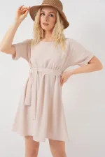 Robe courte Ayrobin à manches courtes pour femme 2572 - Crème