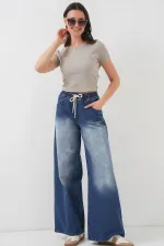 Women's Wide Leg Jeans 6705 - Navy Blue