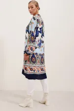 Robe en viscose à motifs 5903 - Bleu marine