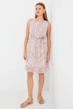 Robe en mousseline à manches zéro et à motifs 2501 - Rose