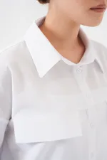 Women's Pocket Detailed Oversize Shirt 20313 - White