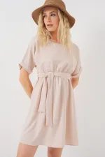 Robe courte Ayrobin à manches courtes pour femme 2572 - Crème