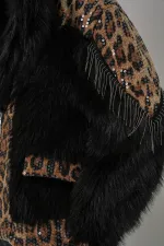 Manteau en fourrure pelucheuse 5209 - Noir