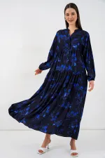 Robe longue hijab à motifs pour femme 2585 - Noir 9