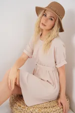 Robe courte Ayrobin à manches courtes pour femme 2572 - Crème