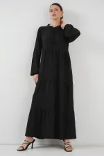 Robe à col lacé T1627 - Noire