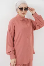 T5858 Örme Tesettür İkili Takım - Gül Kurusu