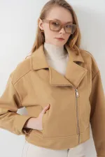 0717 Women's Short Cashmere Jacket - Biscuit