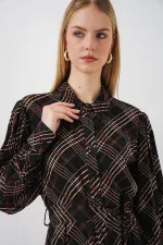 Kadın Boydan Düğmeli Uzun Tesettür Elbise 2588 - Siyah