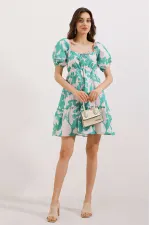 Robe évasée en popeline 2351 - Vert menthe