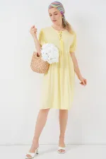 Robe midi à lacets pour femme 2575 - Jaune