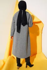 9113 Oversize Wide Cut Wool Long Cashmere Coat - Black