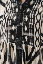 Women's Patterned Long Hijab Dress 2585 - Black 12