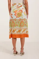 Jupe midi à motifs 1899 - Orange