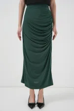 Jupe midi froncée 8035 - Vert émeraude
