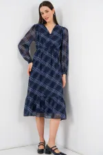 Robe en mousseline à motifs 2137 - Bleu clair