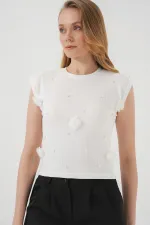 929 Short Sleeve Knitted Blouse - White