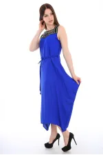 1512 Embroidered Front Dress - Saxe