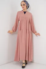 2527 Women's Long Hijab Dress - Salmon