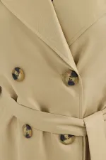 5853 Double-breasted Trench Coat - Light Khaki 5853 Double-breasted Trench Coat - Light Khaki