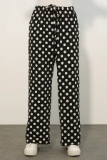 Women's Wide Leg Polka Dot Trousers 30116 - Black