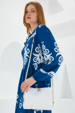 Sac bandoulière blanc pour femme avec détail chaîne 010165