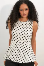 Women's Sleeveless Polka Dot Blouse 40021 - White