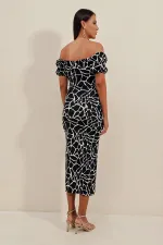 2396 Slit Summer Knitted Dress - Light Black