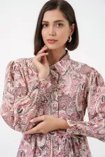 Robe hijab ceinturée pour femme 2589 - Rose