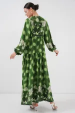 Robe hijab à motifs authentiques 2423 - Verte 6